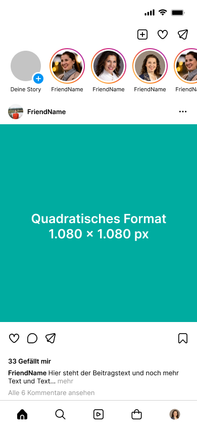 Instagram Bildformate: Quadratisches Format